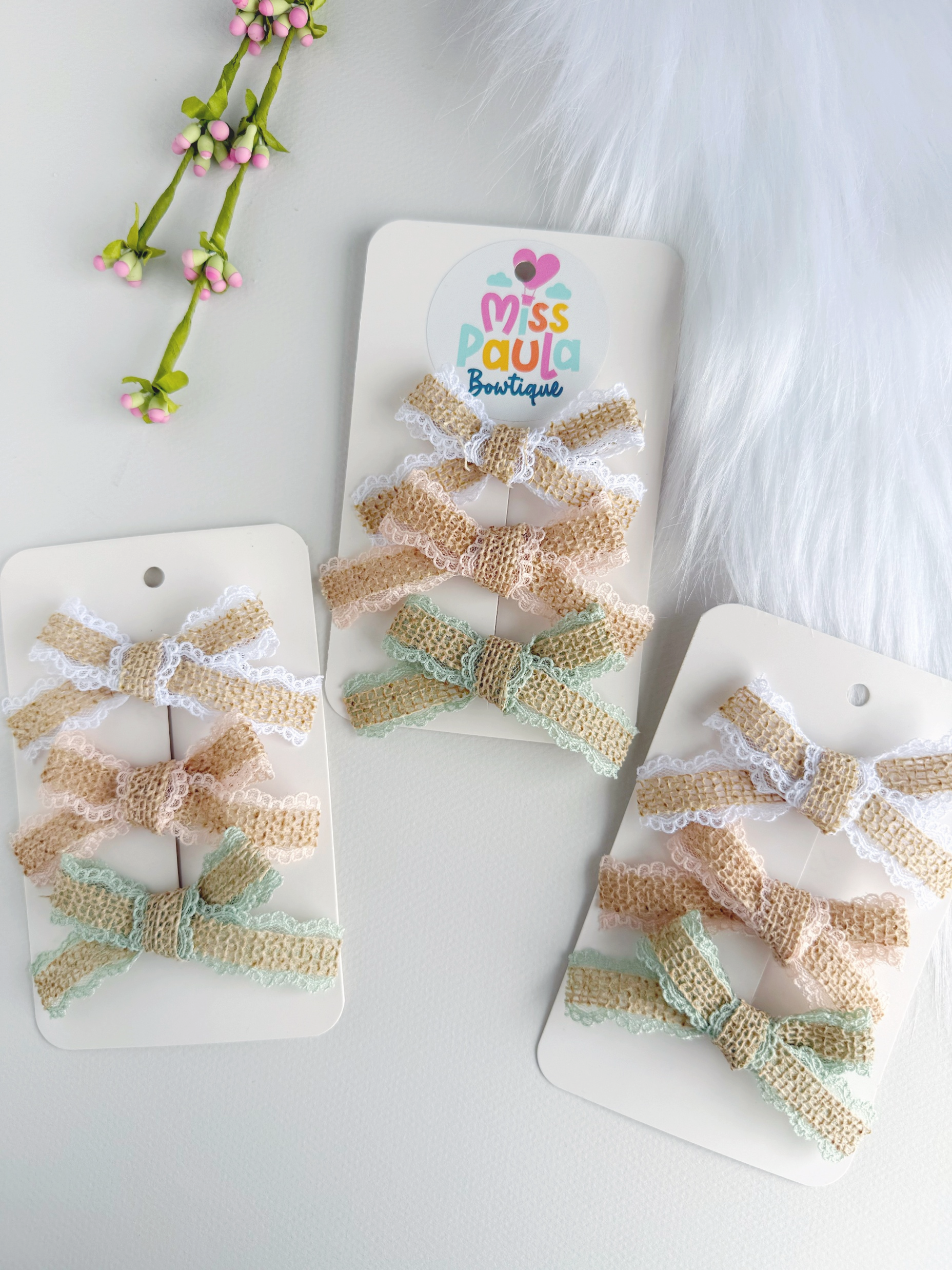 Set de lazos de Yute y encaje