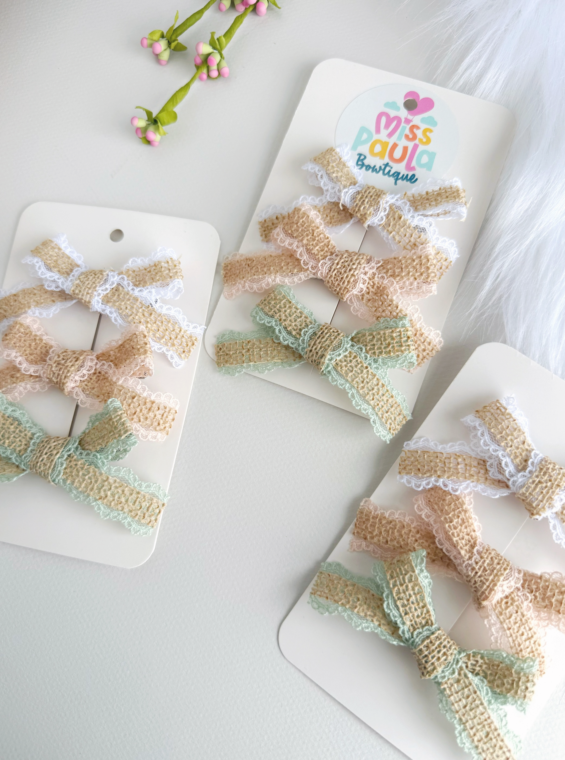 Set de lazos de Yute y encaje