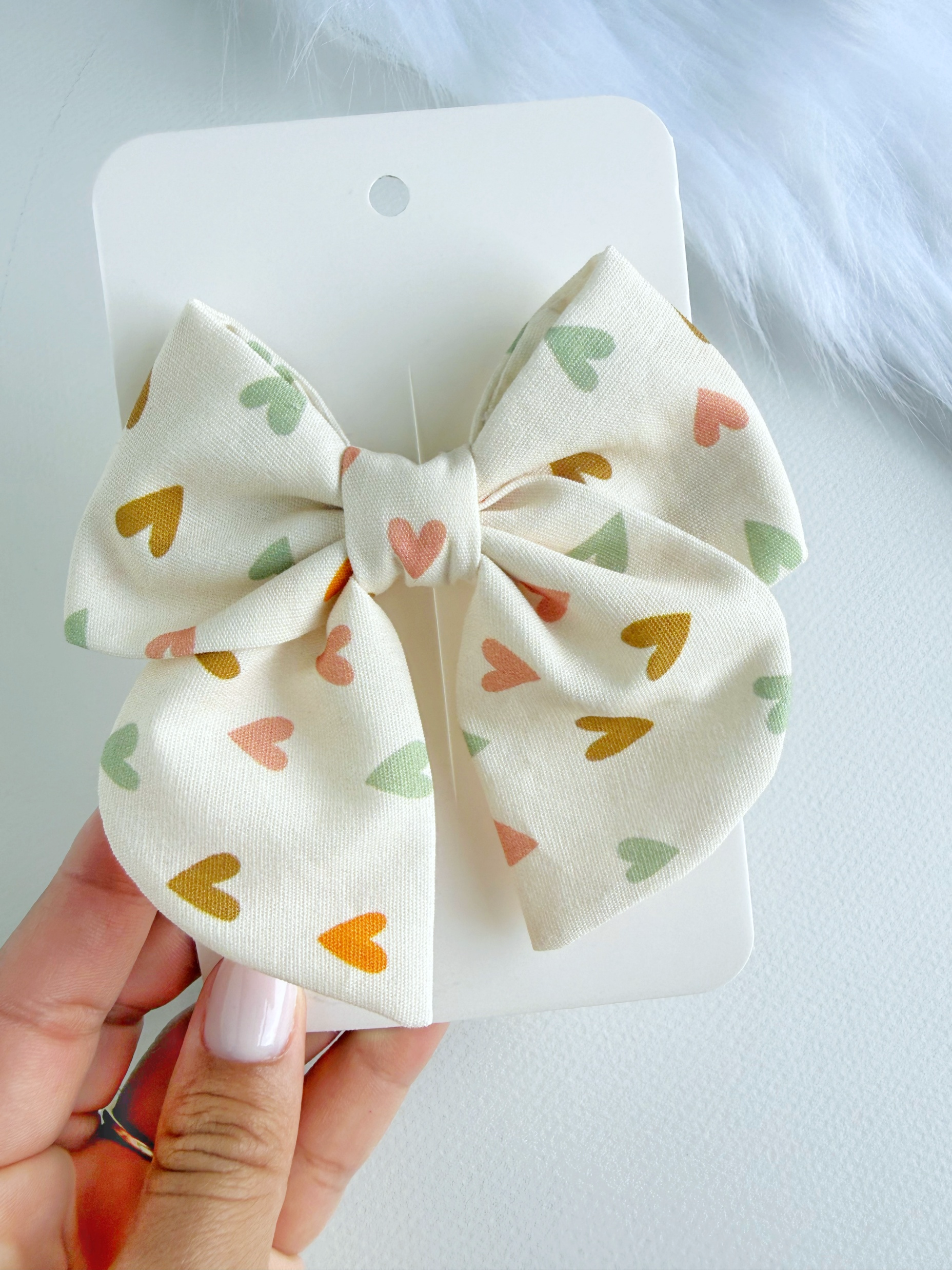 Lazo de Tela Corazones Pastel