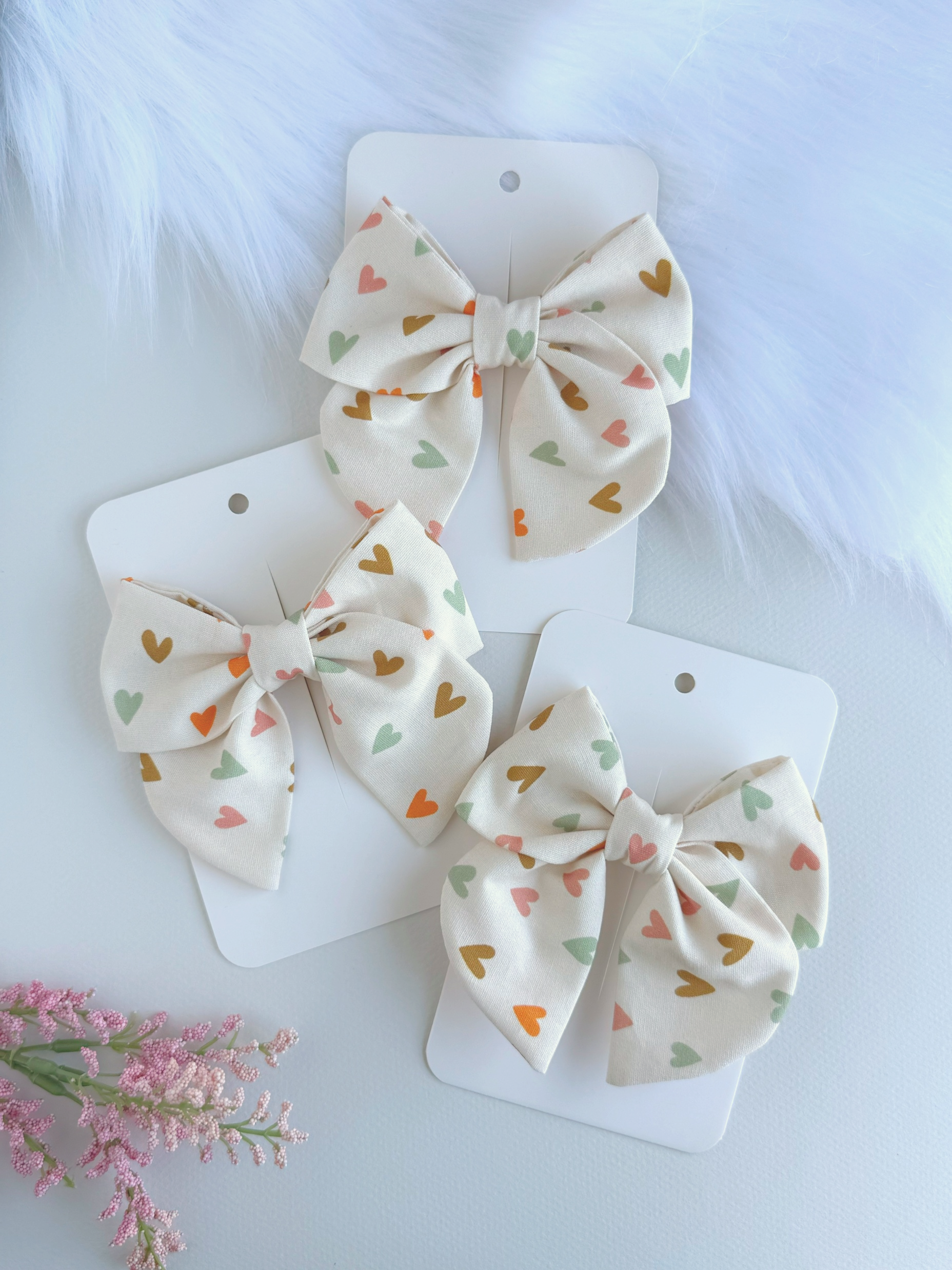 Lazo de Tela Corazones Pastel